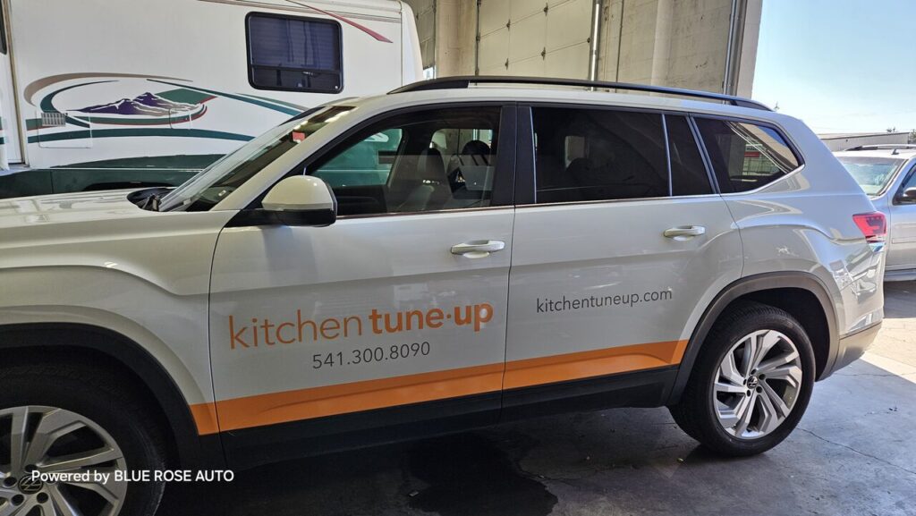 Commercial car wrap services in Eugene, OR, by Blue Rose Auto, designed for brand promotion and vehicle protection.