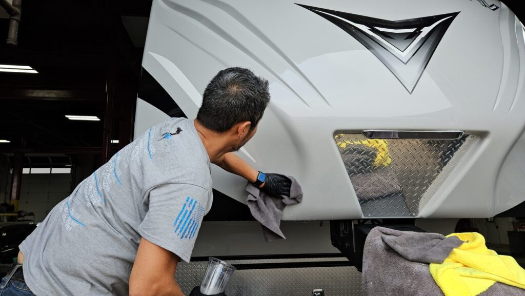 Installing paint protection film (PPF) and ceramic coating on a vehicle in Eugene, OR, by Blue Rose Auto.