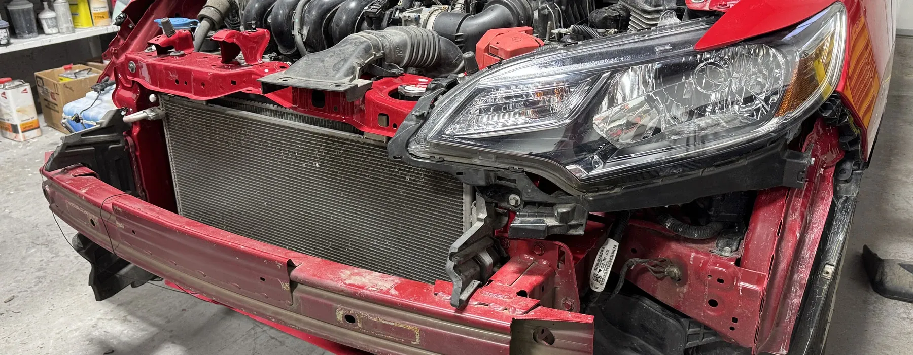 Structural collision repair in progress at our Springfield, OR body shop Structural collision repair in progress at our Springfield, OR body shop